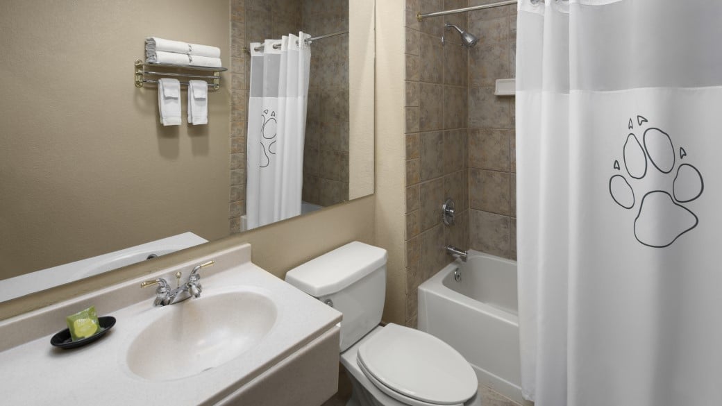 The bathroom in the Loft Fireplace Suite