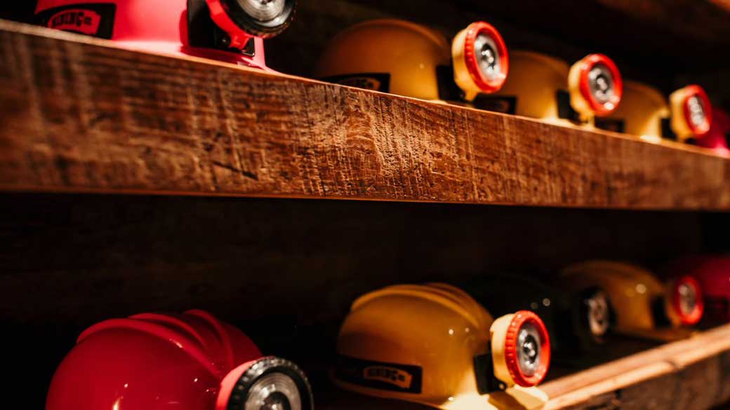 Helmets to wear at Moonstone Mine Mirror Maze