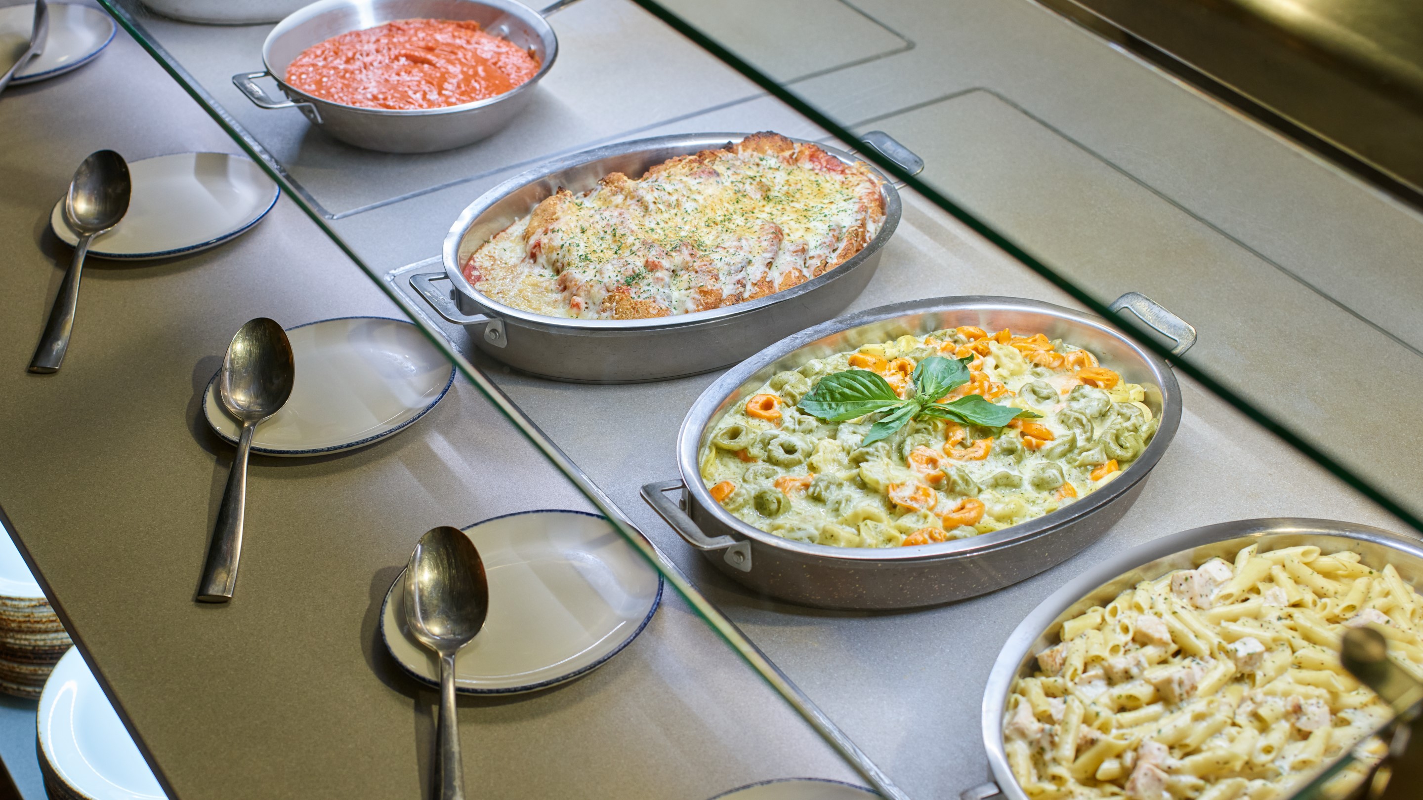 Different types of dishes available at buffet