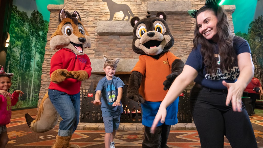 pack member dancing with new Great Wolf Characters