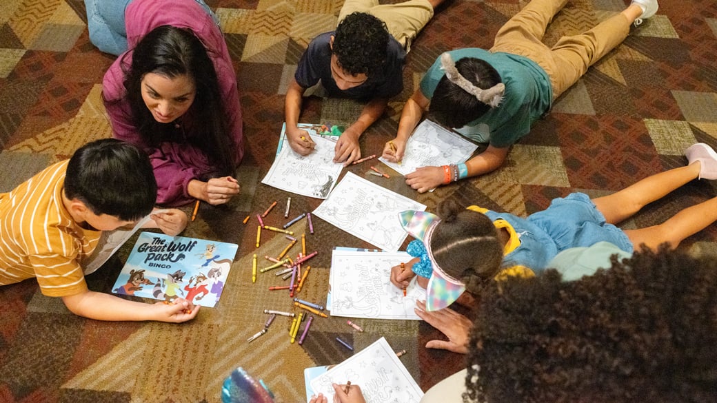 Kids enjoying coloring at Great Wolf Lodge