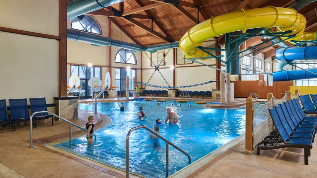 Kids playing in a pool