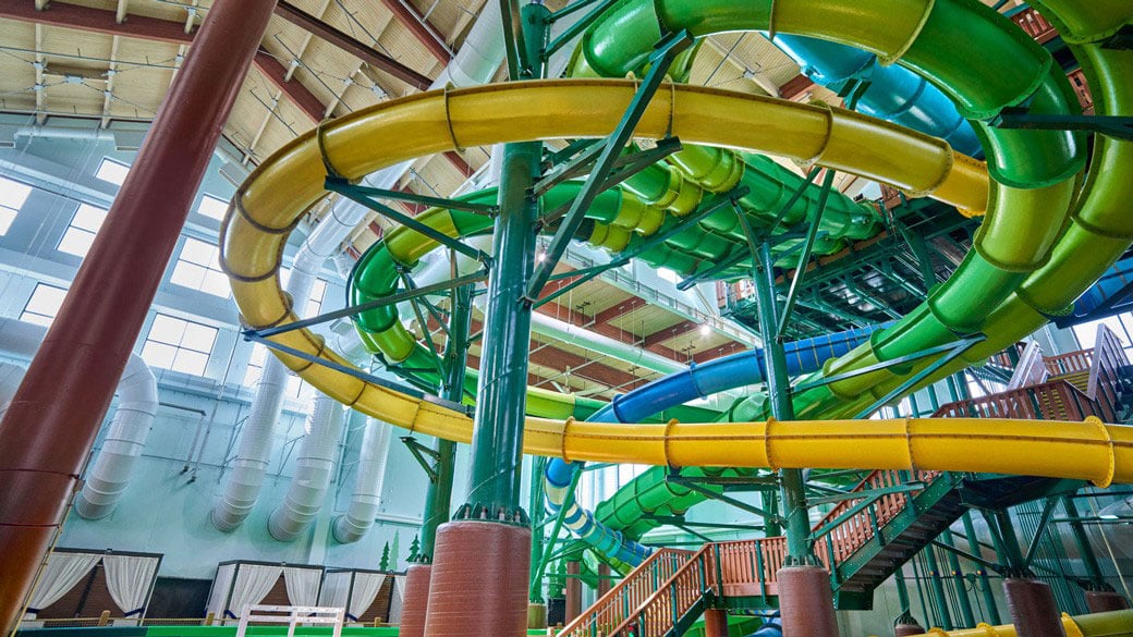 yellow slide indoor waterpark