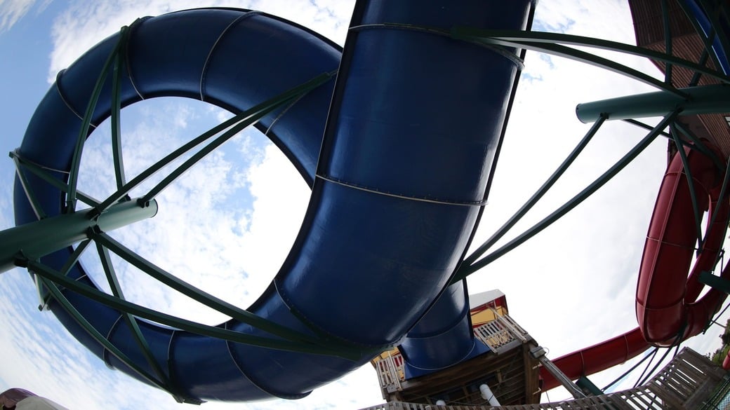 view of water slide at lightening falls Wisconsin Dells